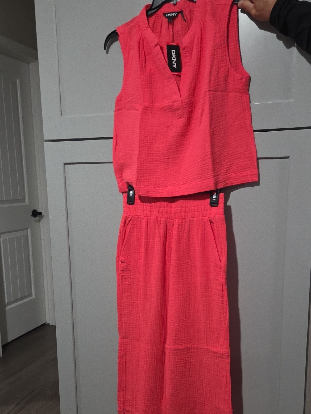 DKNY Coral Pink Textured Two-Piece Set NWT